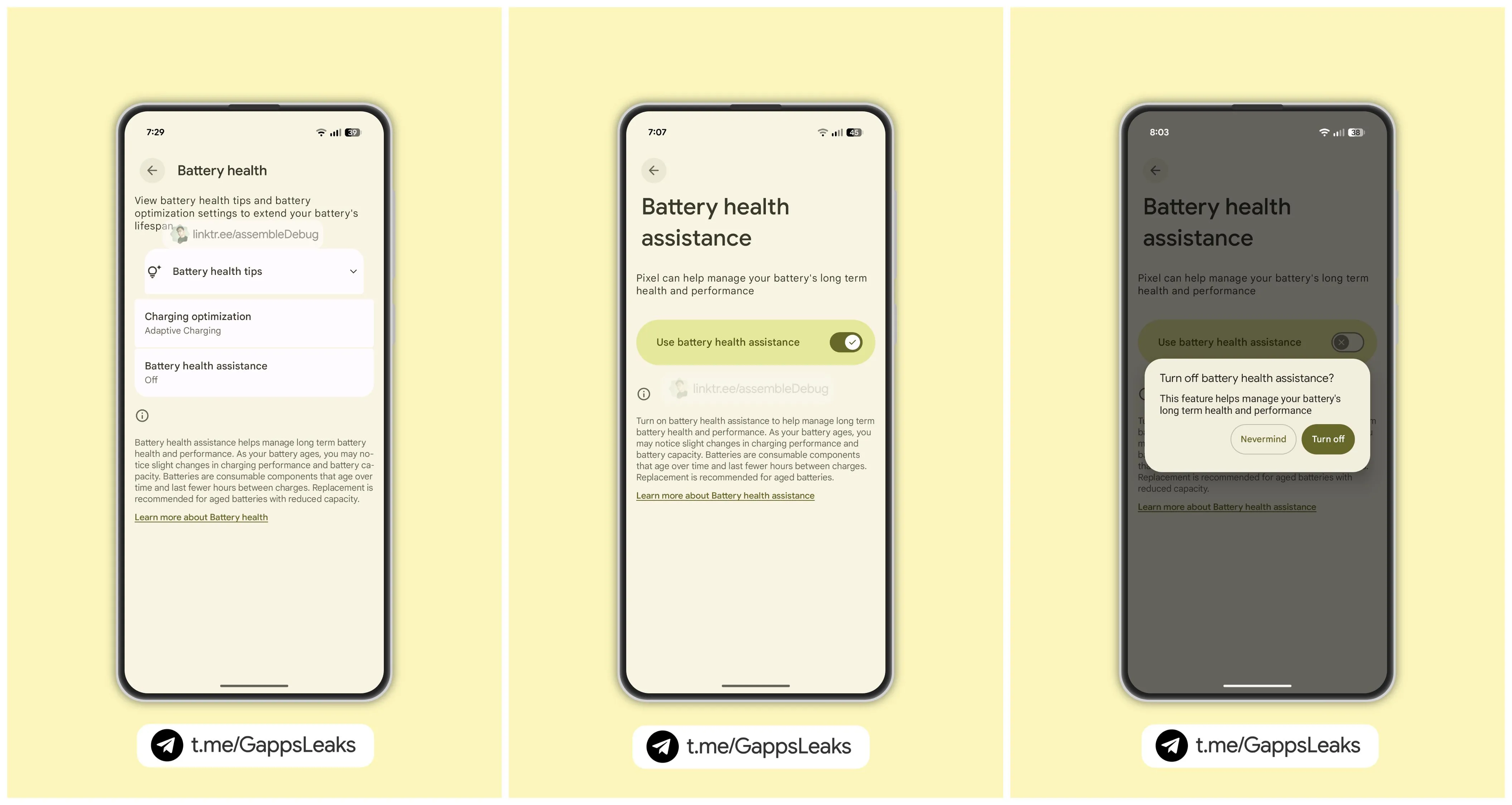 Ảnh chụp màn hình giao diện Trợ lý sức khỏe pin trên Google Pixel 9.