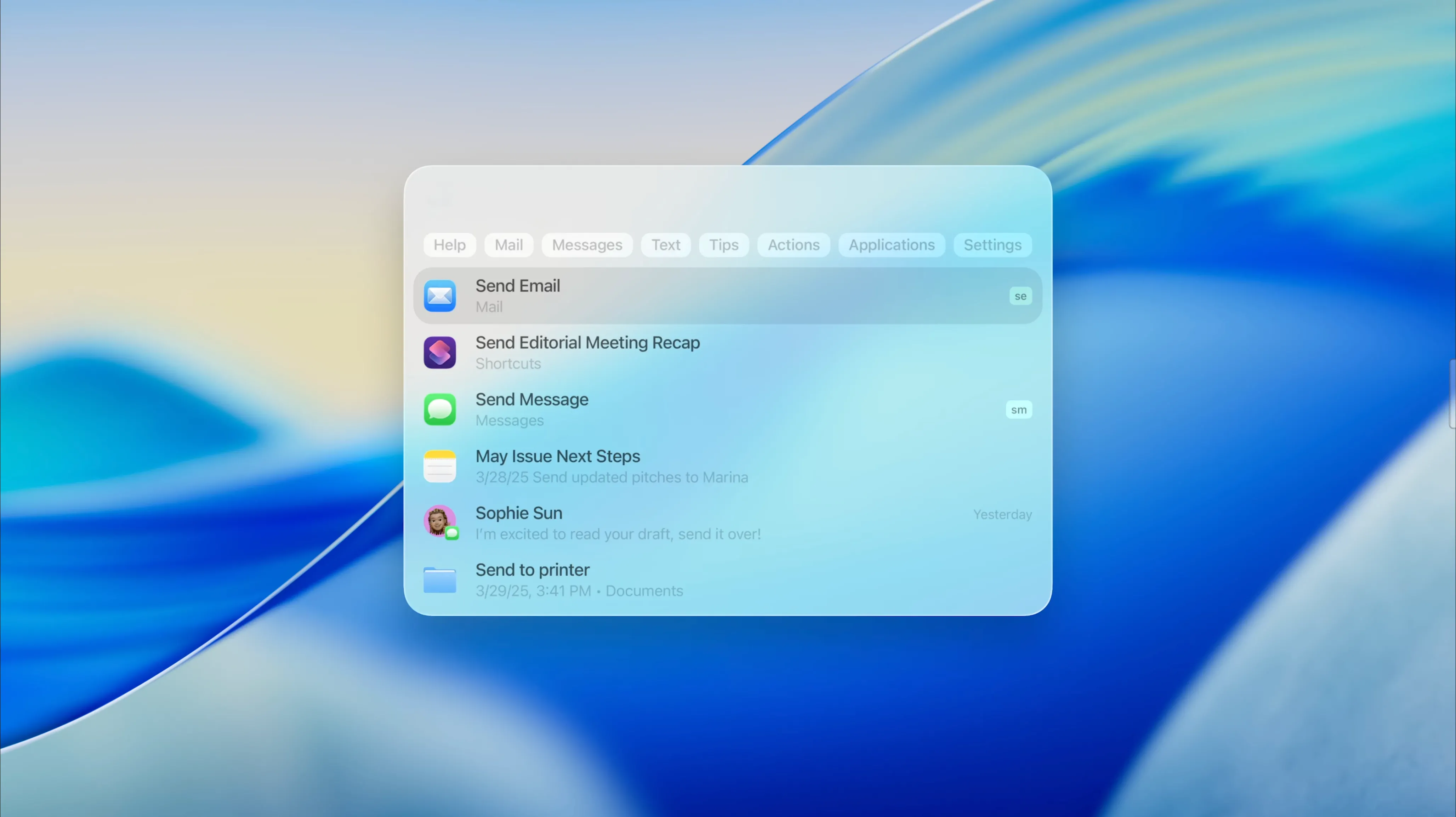 Cải tiến Spotlight trong macOS 26 Tahoe.