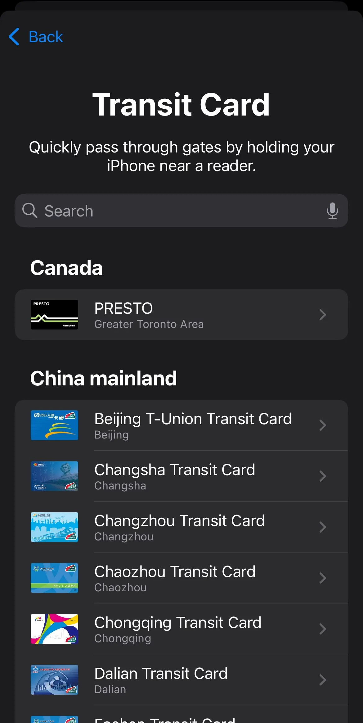 Danh sách các loại thẻ giao thông công cộng hỗ trợ Apple Wallet