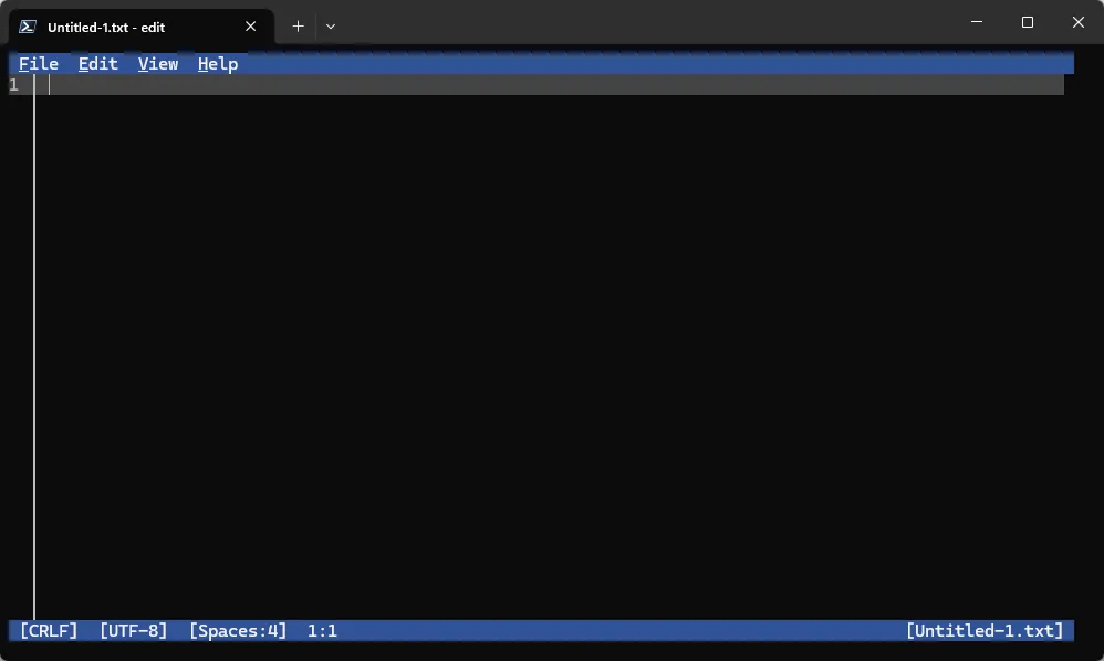 Giao diện các nút trong Microsoft Edit.