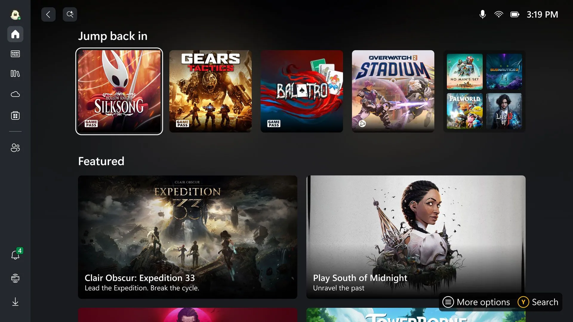 Giao diện dashboard Xbox mới trên Windows.