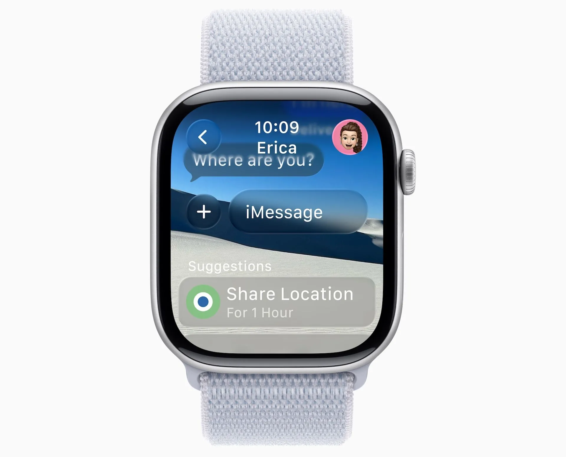 Giao diện ứng dụng Tin nhắn trên Apple Watch với nền tùy chỉnh trong bản cập nhật watchOS 26