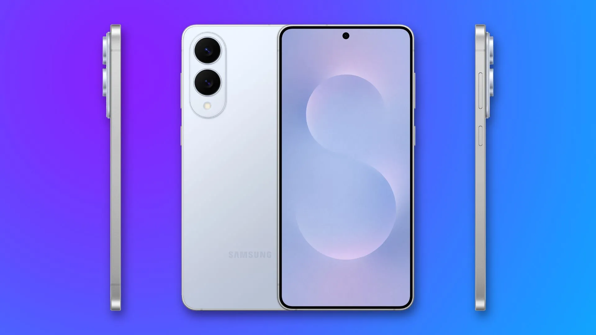 Màn hình Samsung Galaxy S25 Edge sắc nét với viền siêu mỏng nhìn từ mặt trước và cạnh bên