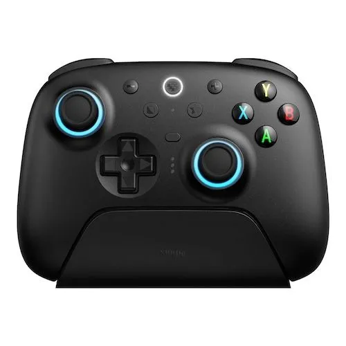 Tay cầm chơi game không dây 8BitDo Ultimate 2 màu đen, nhìn thẳng từ trên xuống.