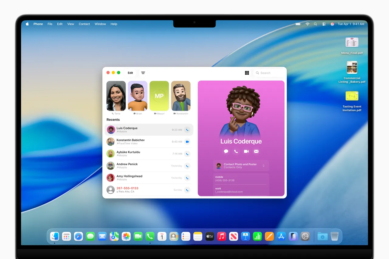 Ứng dụng Phone mới trên macOS Tahoe 26 cho phép gọi điện trực tiếp từ Mac.