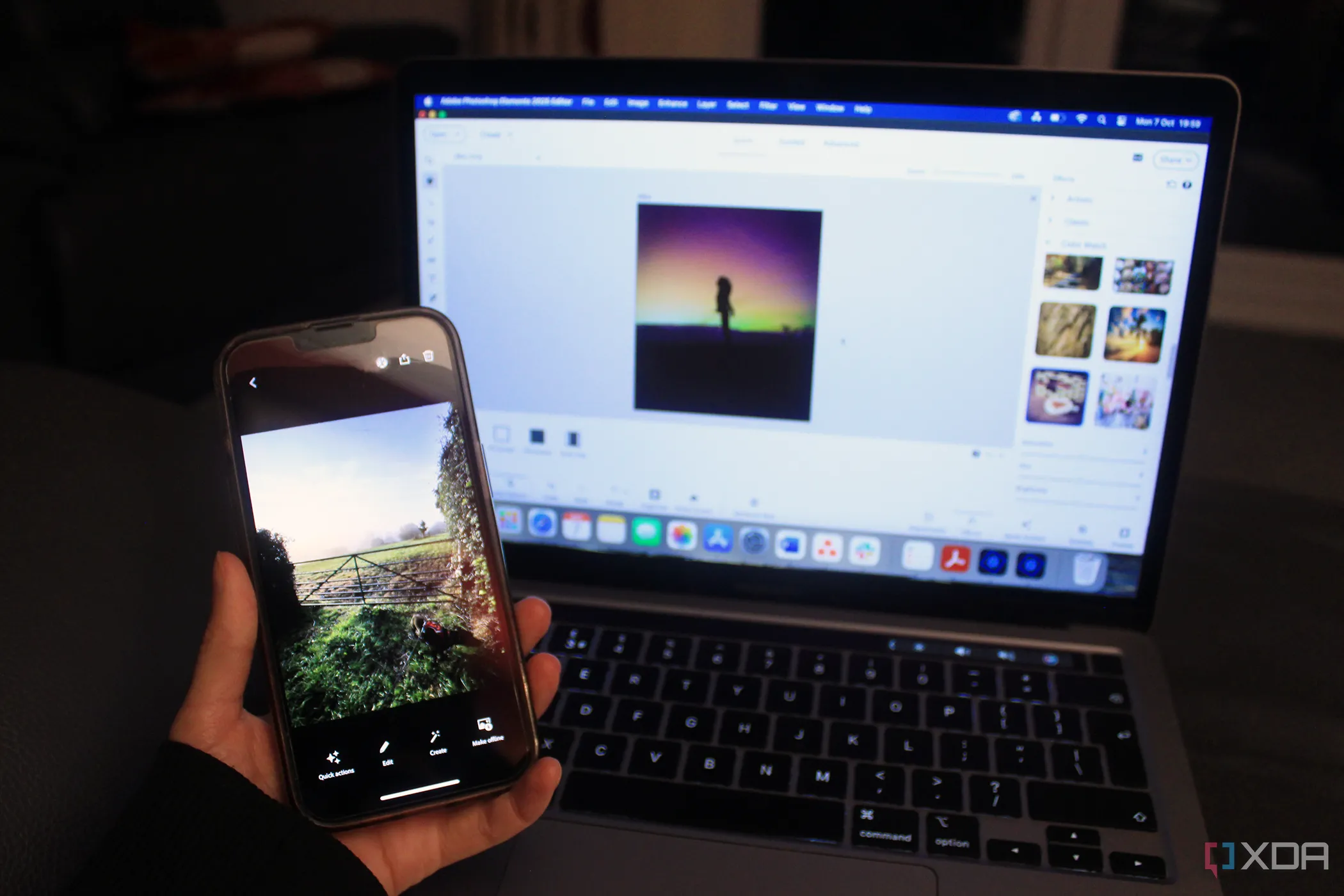 Adobe Photoshop Elements trên MacBook Pro và iPhone