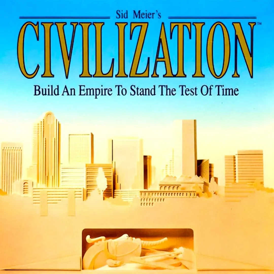 Ảnh bìa game chiến lược Sid Meier's Civilization (1991) trên hệ điều hành DOS
