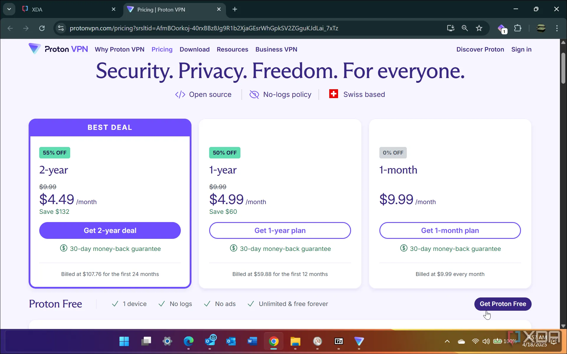 Bảng giá các gói dịch vụ của Proton VPN