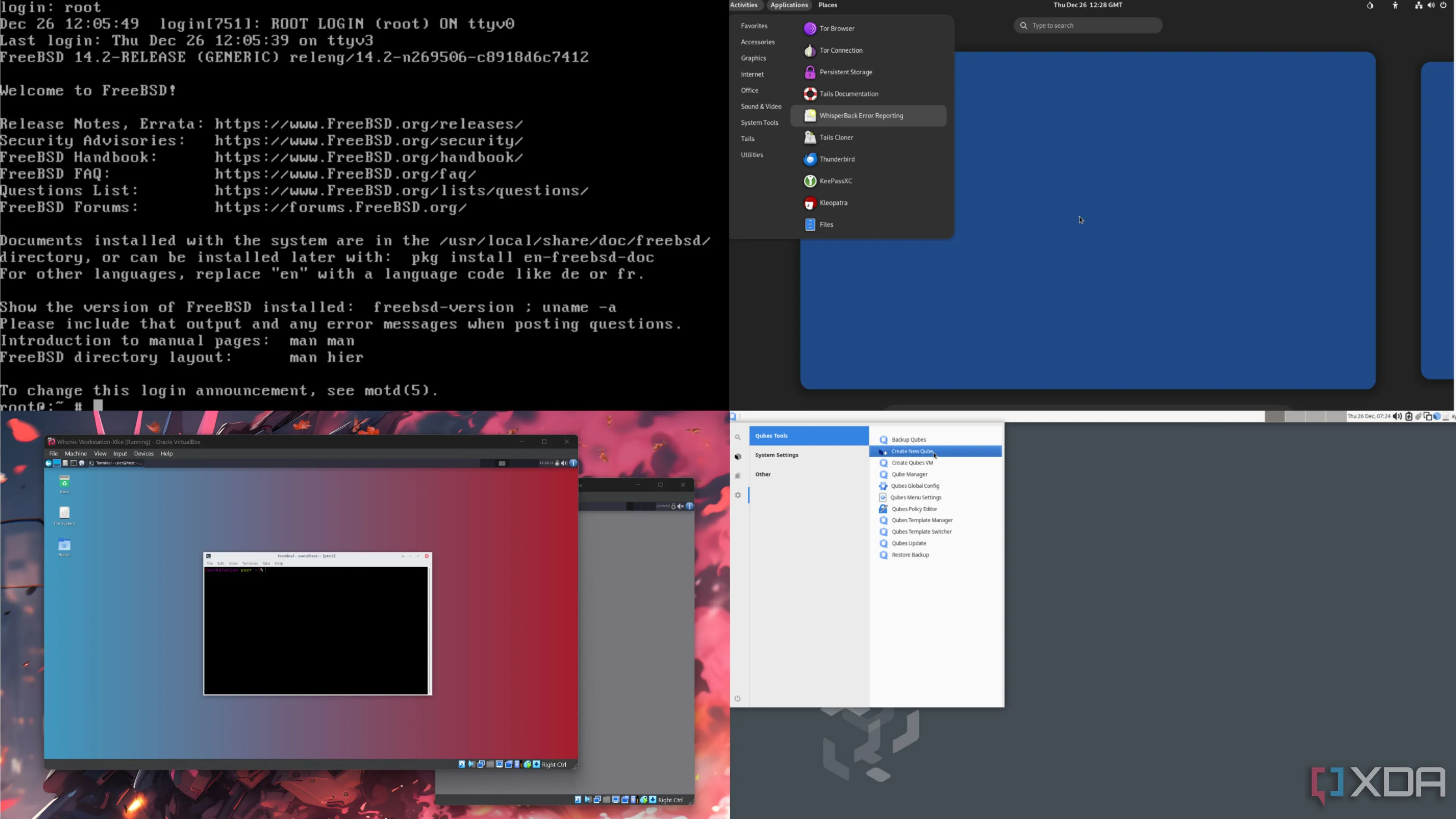 Các hệ điều hành bảo mật cao như FreeBSD, Tails, Qubes OS và Whonix