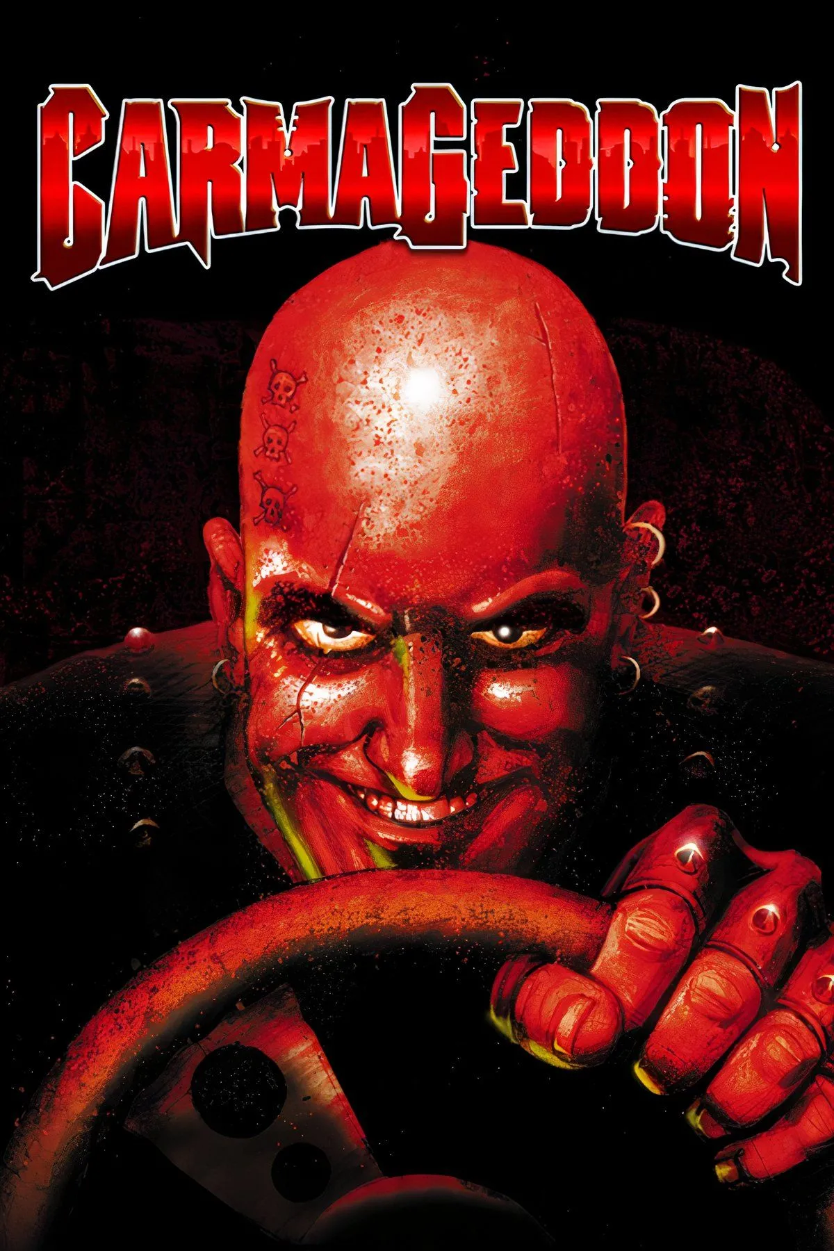 Cảnh xe ô tô va chạm mạnh trong game đua xe chiến đấu Carmageddon