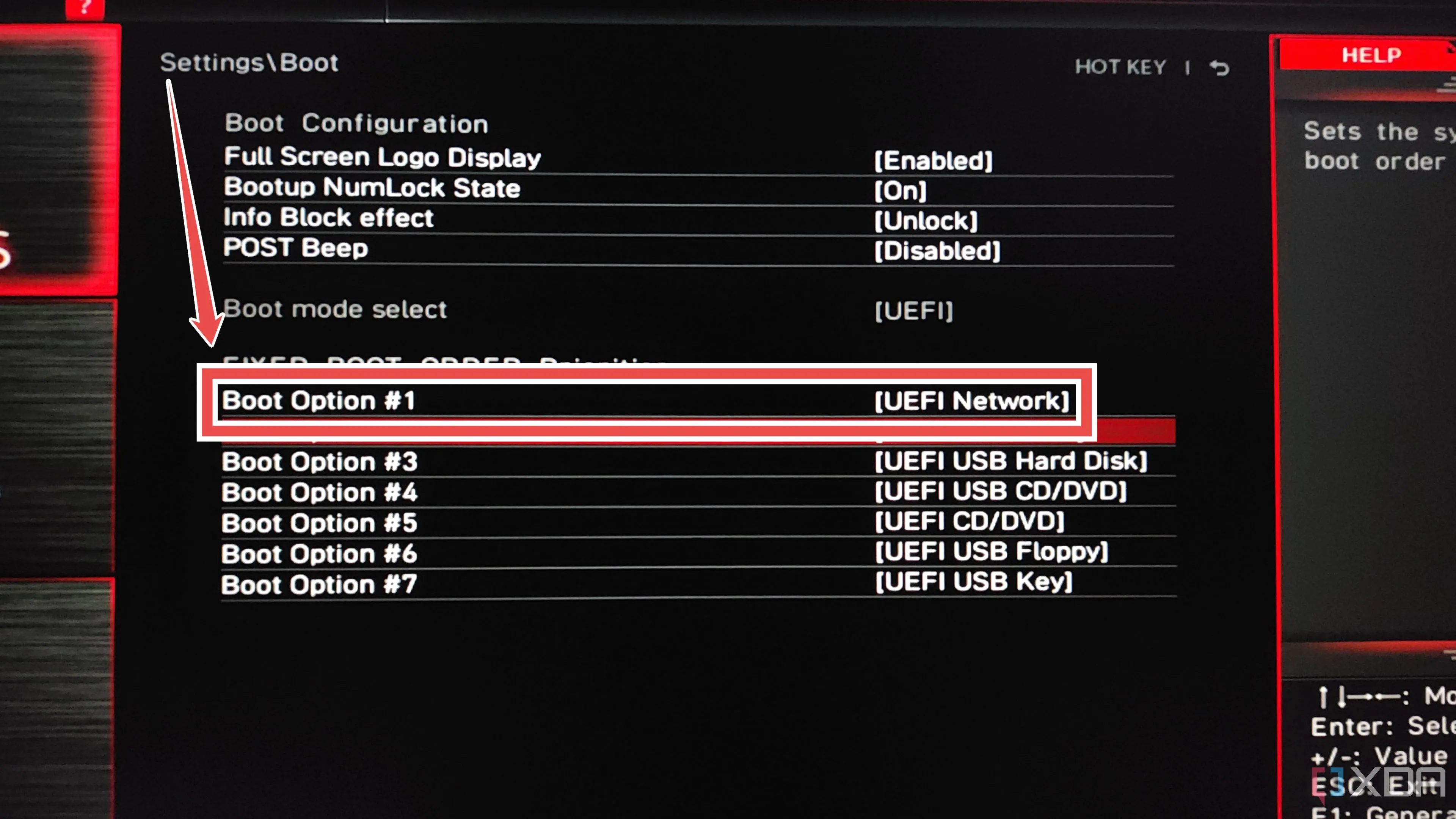 Chọn tùy chọn khởi động UEFI Network trong BIOS khi sử dụng PXE server để cài đặt PBS.
