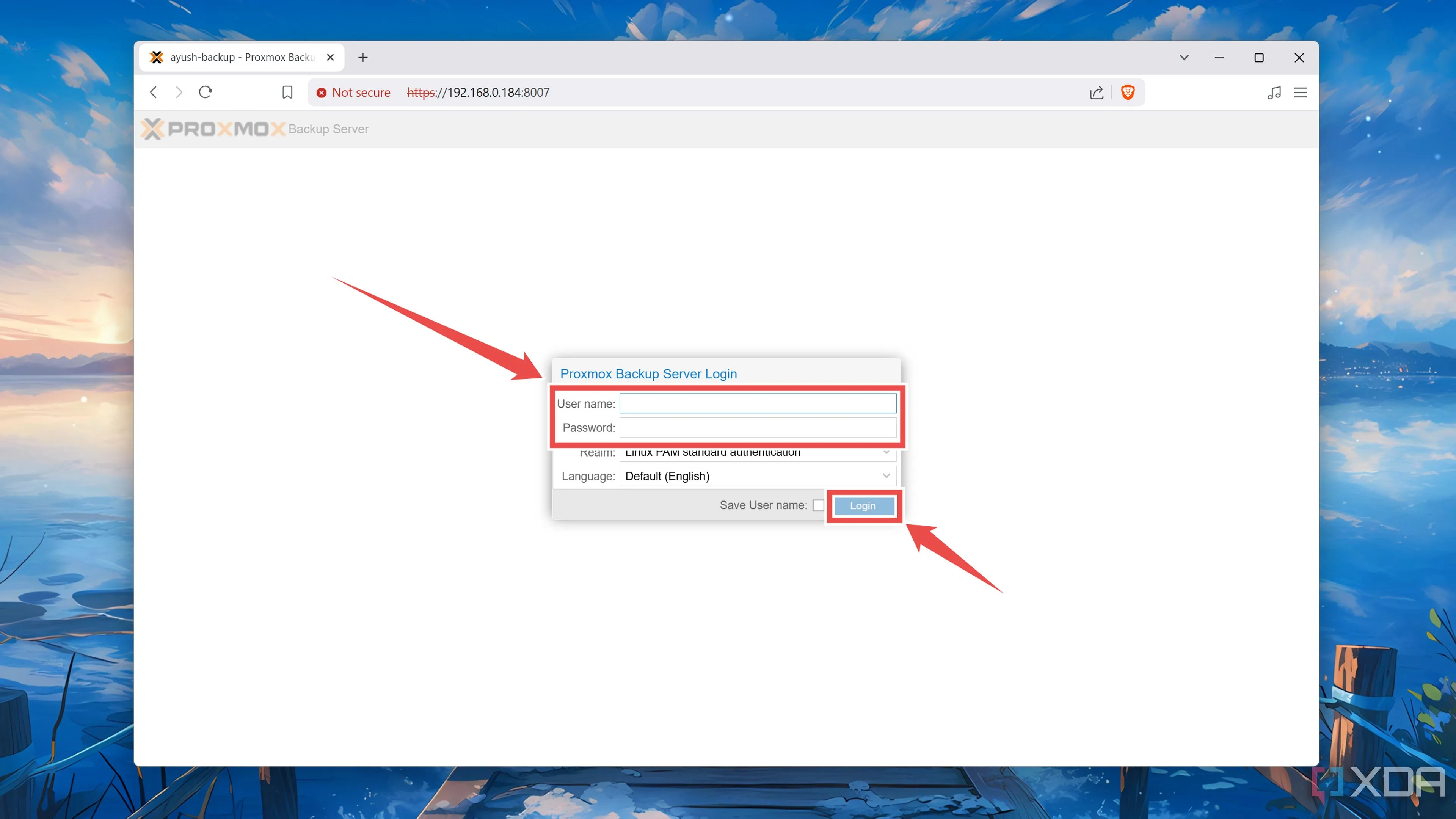 Đăng nhập vào giao diện quản lý Proxmox Backup Server với tài khoản root.