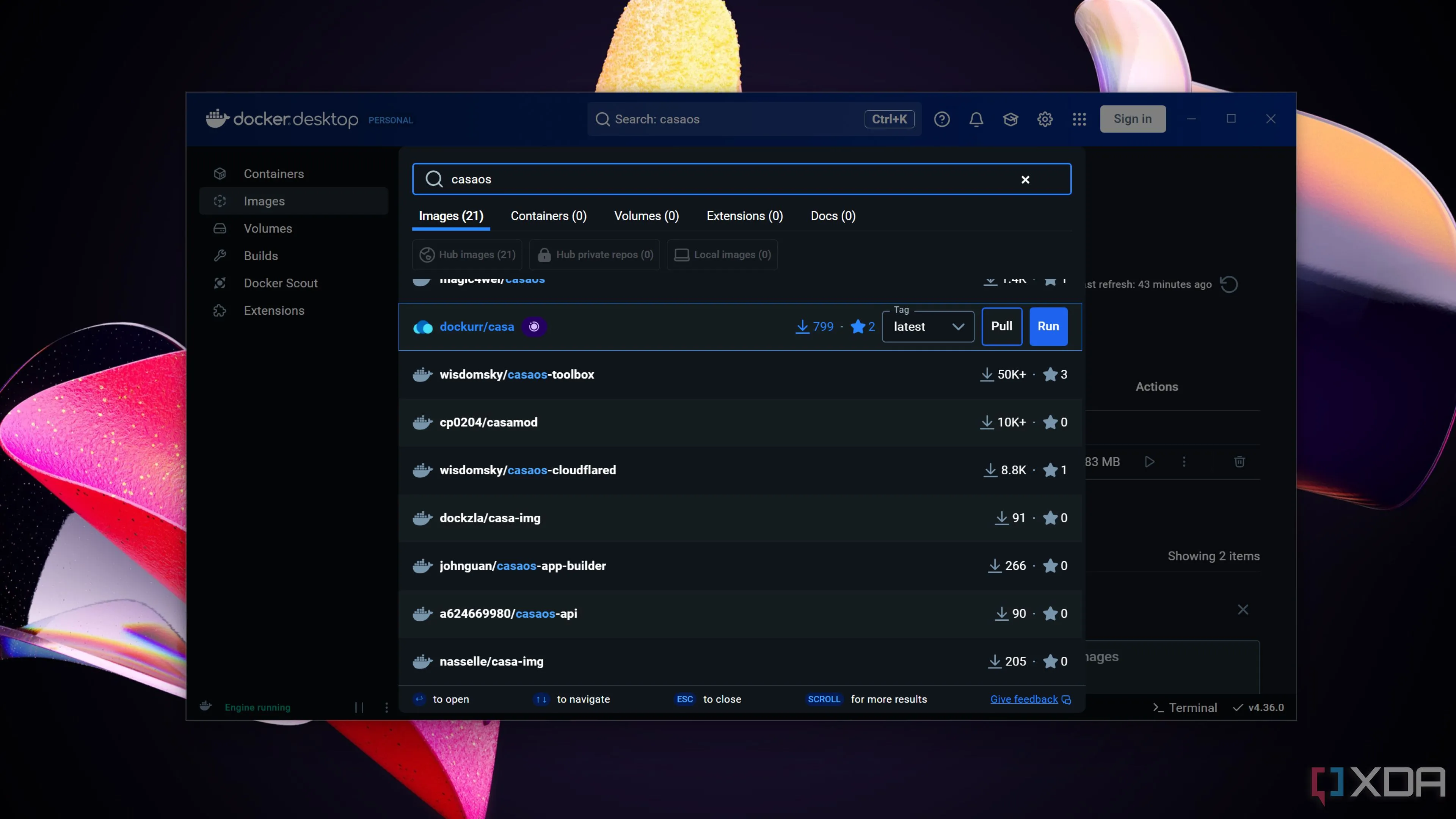 Docker Desktop đang chạy trên Windows 11, minh họa môi trường để cài đặt và quản lý Watchtower.