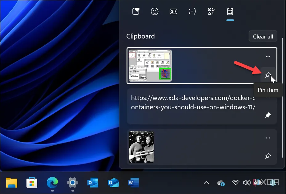 Ghim mục vào lịch sử Clipboard trên Windows 11 để lưu vĩnh viễn