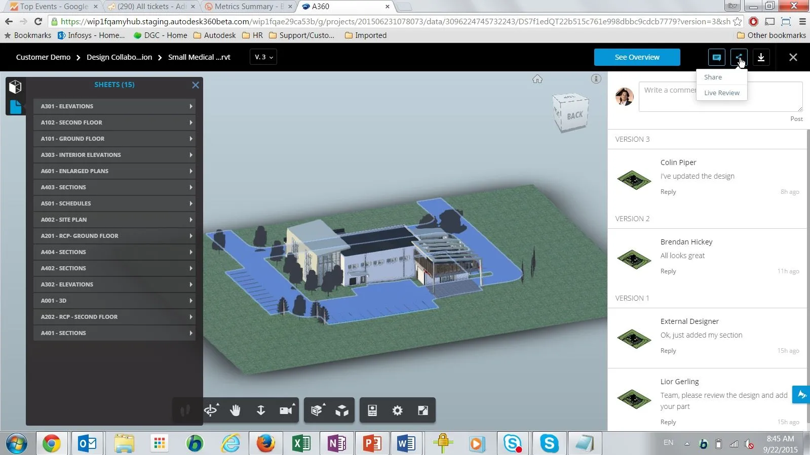 Giao diện Autodesk A360 quản lý dự án và chia sẻ file thiết kế 3D trên nền tảng đám mây