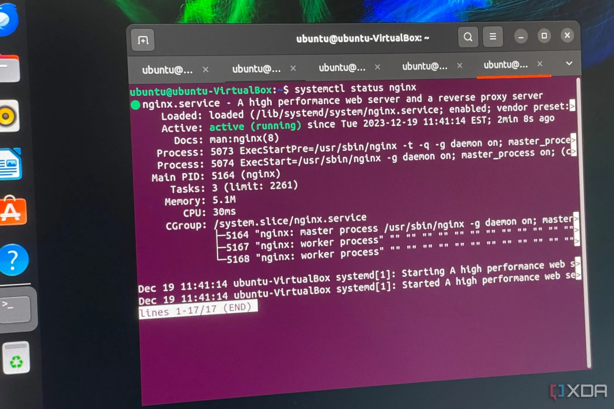Giao diện cài đặt Nginx trên hệ điều hành Ubuntu