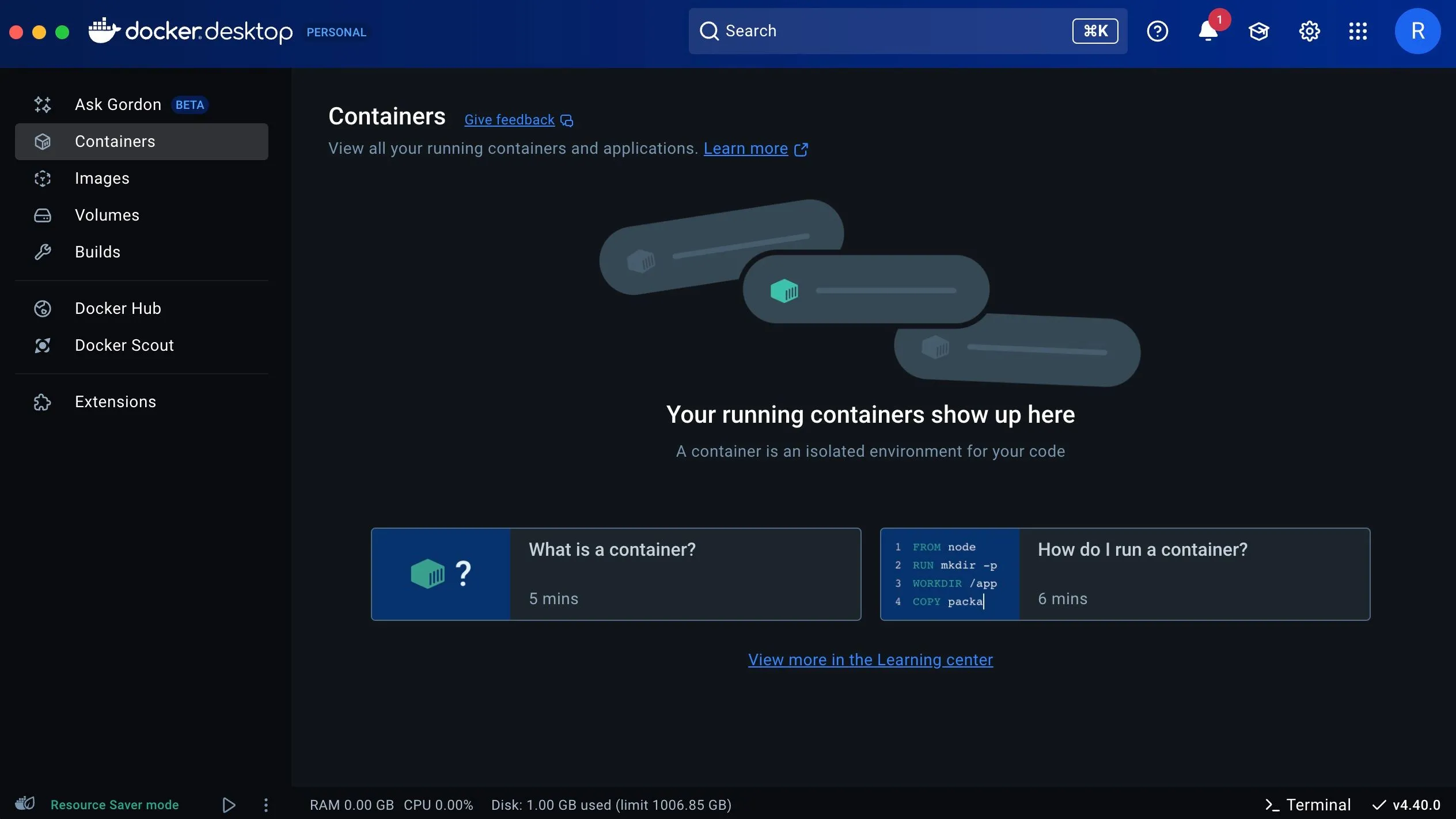 Giao diện người dùng của Docker Engine hiển thị các container đang chạy