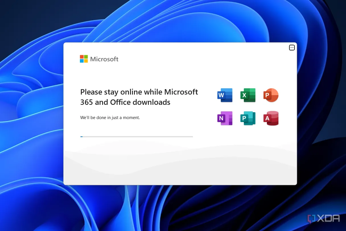 Giao diện trình cài đặt ứng dụng Microsoft 365 hiển thị tất cả các phần mềm