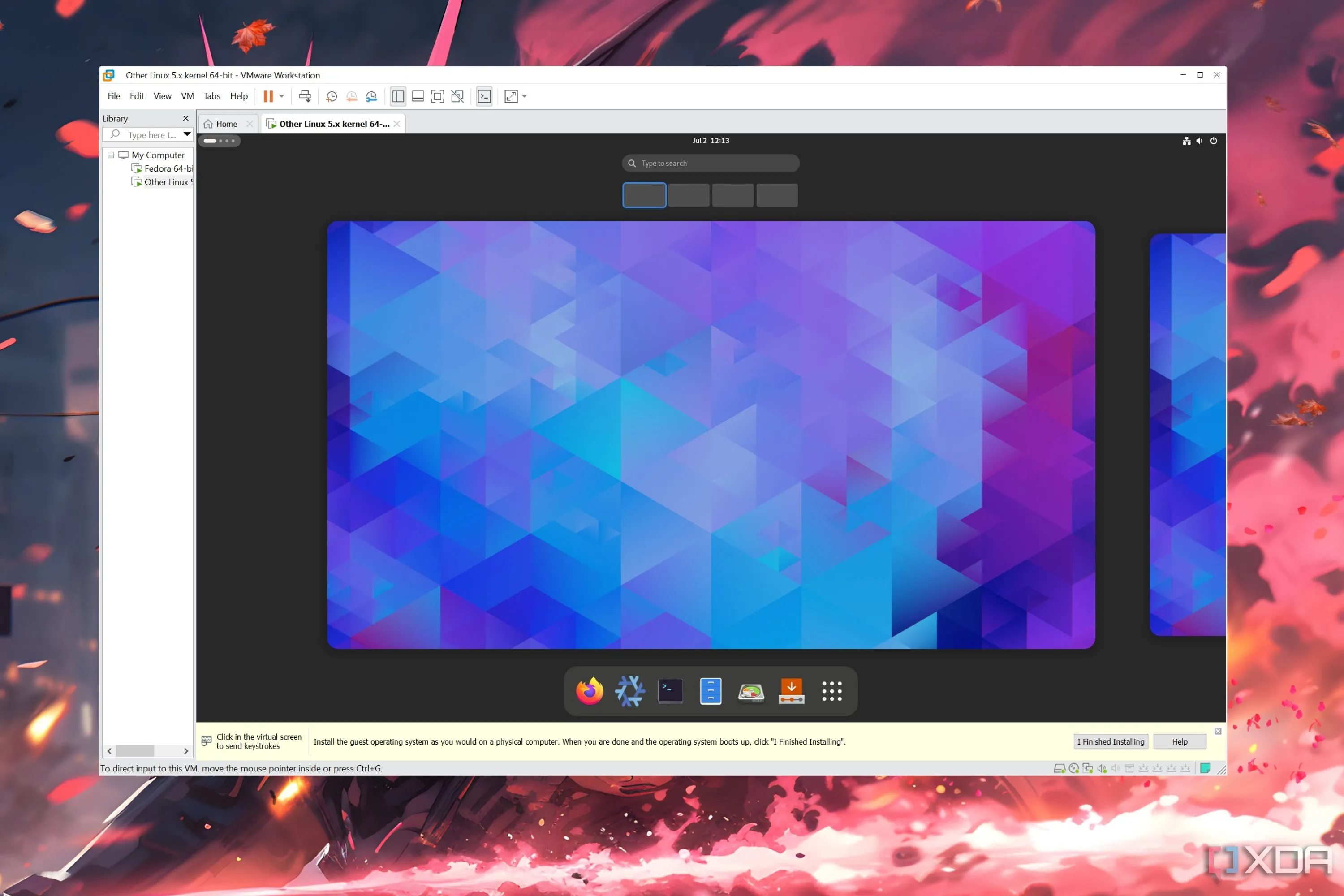 Giao diện VMware Workstation Pro với hệ điều hành NixOS chạy trong máy ảo