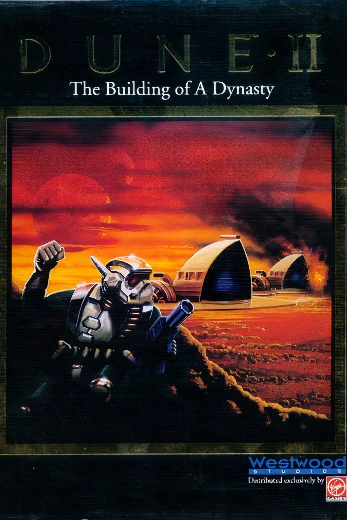 Giao diện xây dựng căn cứ và điều quân trong game Dune II: The Building of a Dynasty