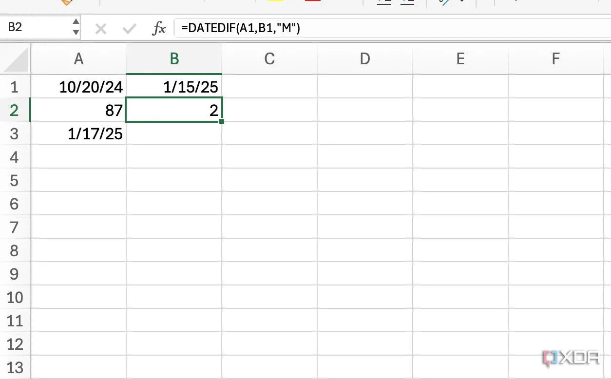 Hàm DATEDIF trong Excel giúp tính khoảng thời gian theo tháng, ngày giữa các mốc