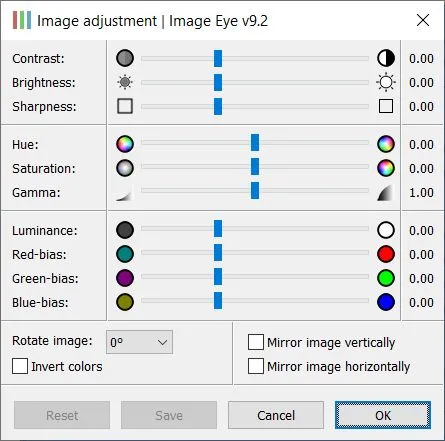 Menu chỉnh sửa ảnh cơ bản của ImageEye, cung cấp các tùy chọn nhanh