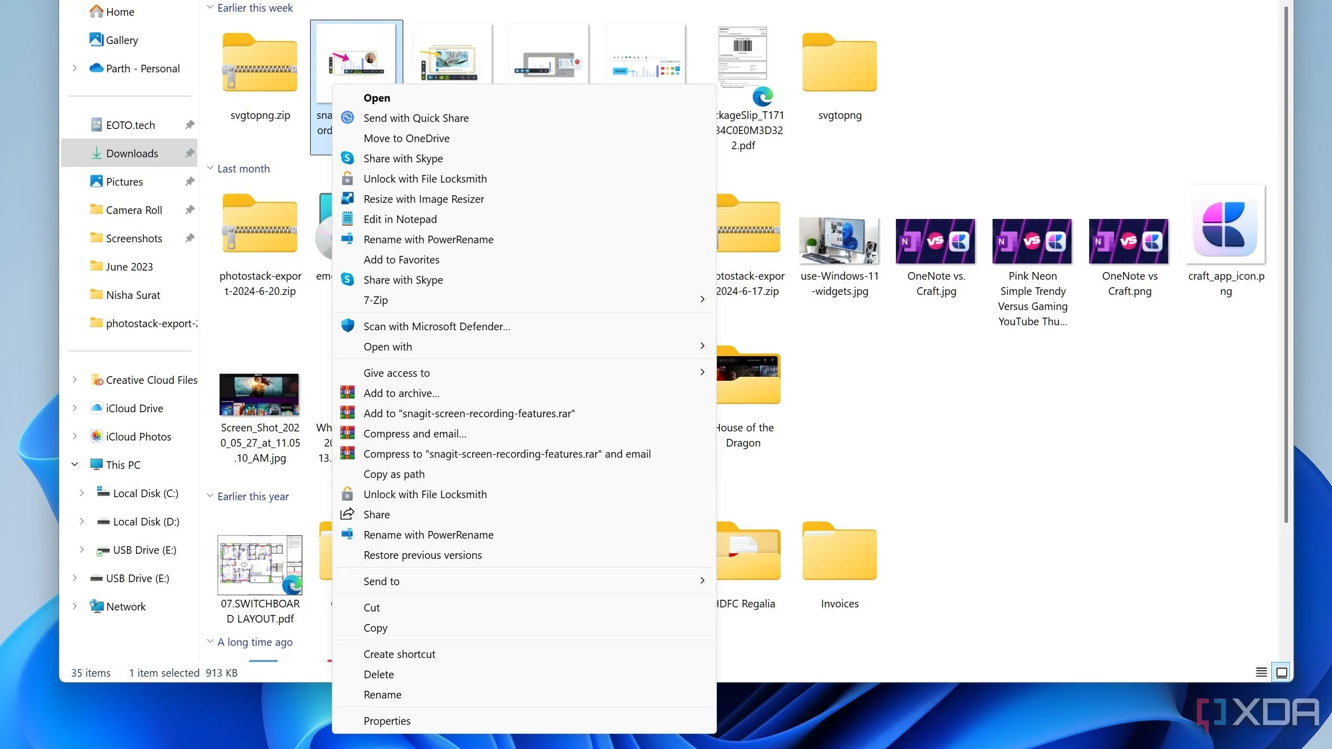 Menu chuột phải cổ điển trên Windows 11