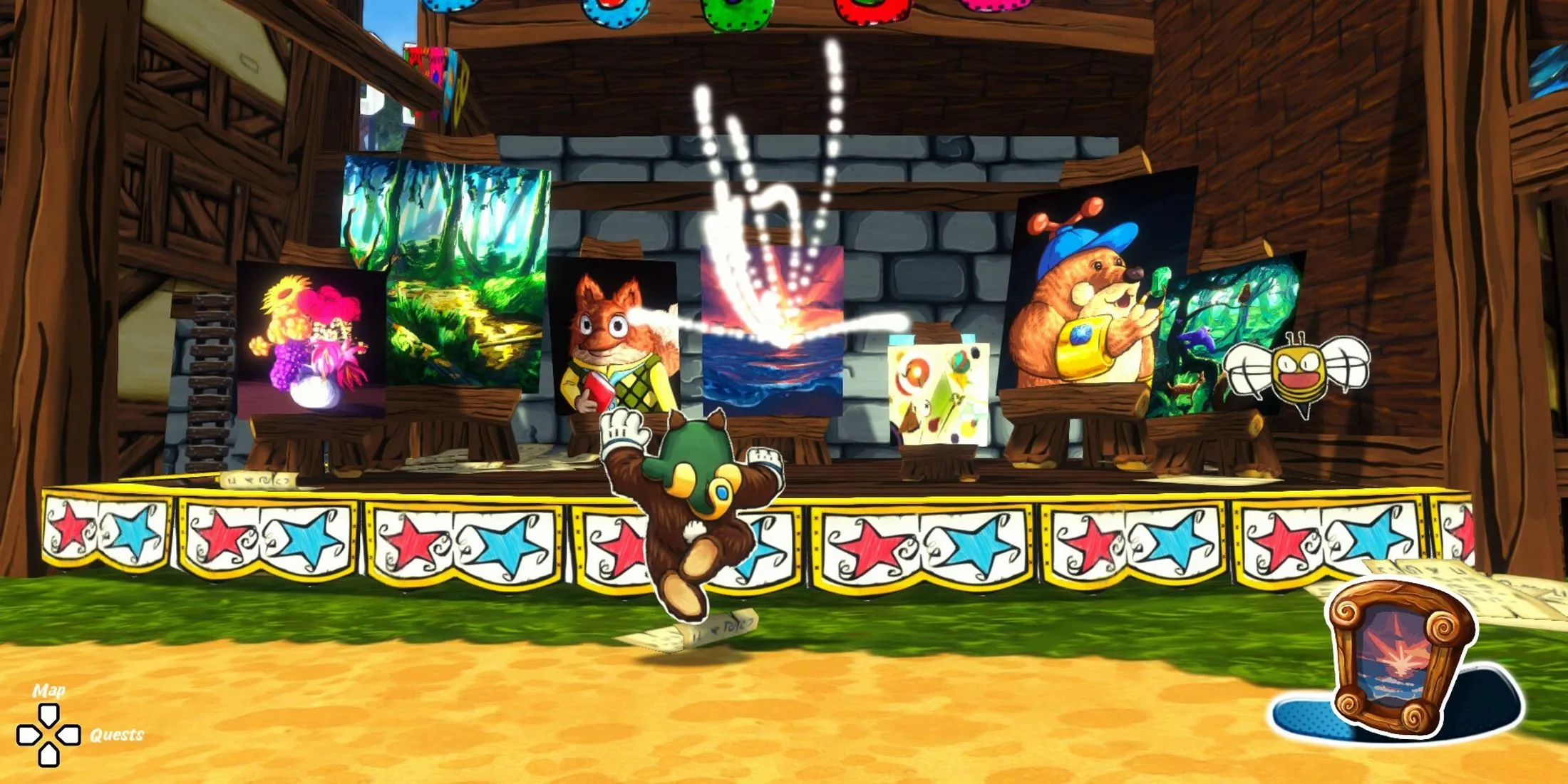 Ruffy đang tham gia vào một mini-game với chiếc rơm cuộn, thể hiện lối chơi đa dạng của game