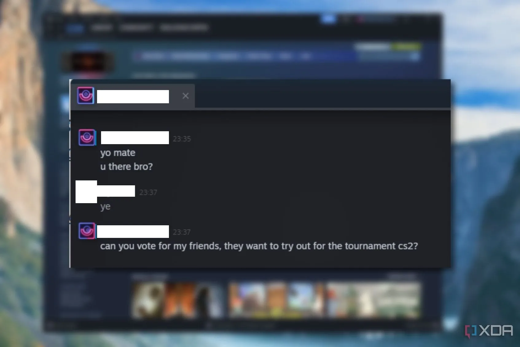 Tin nhắn lừa đảo từ tài khoản Steam bị chiếm đoạt