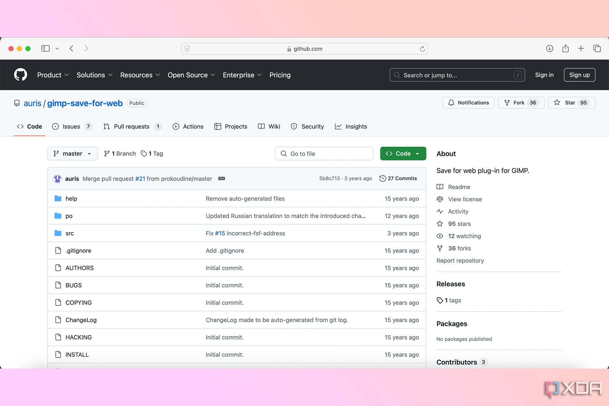 Trang GitHub của công cụ Save For Web, plugin giúp tối ưu ảnh cho website
