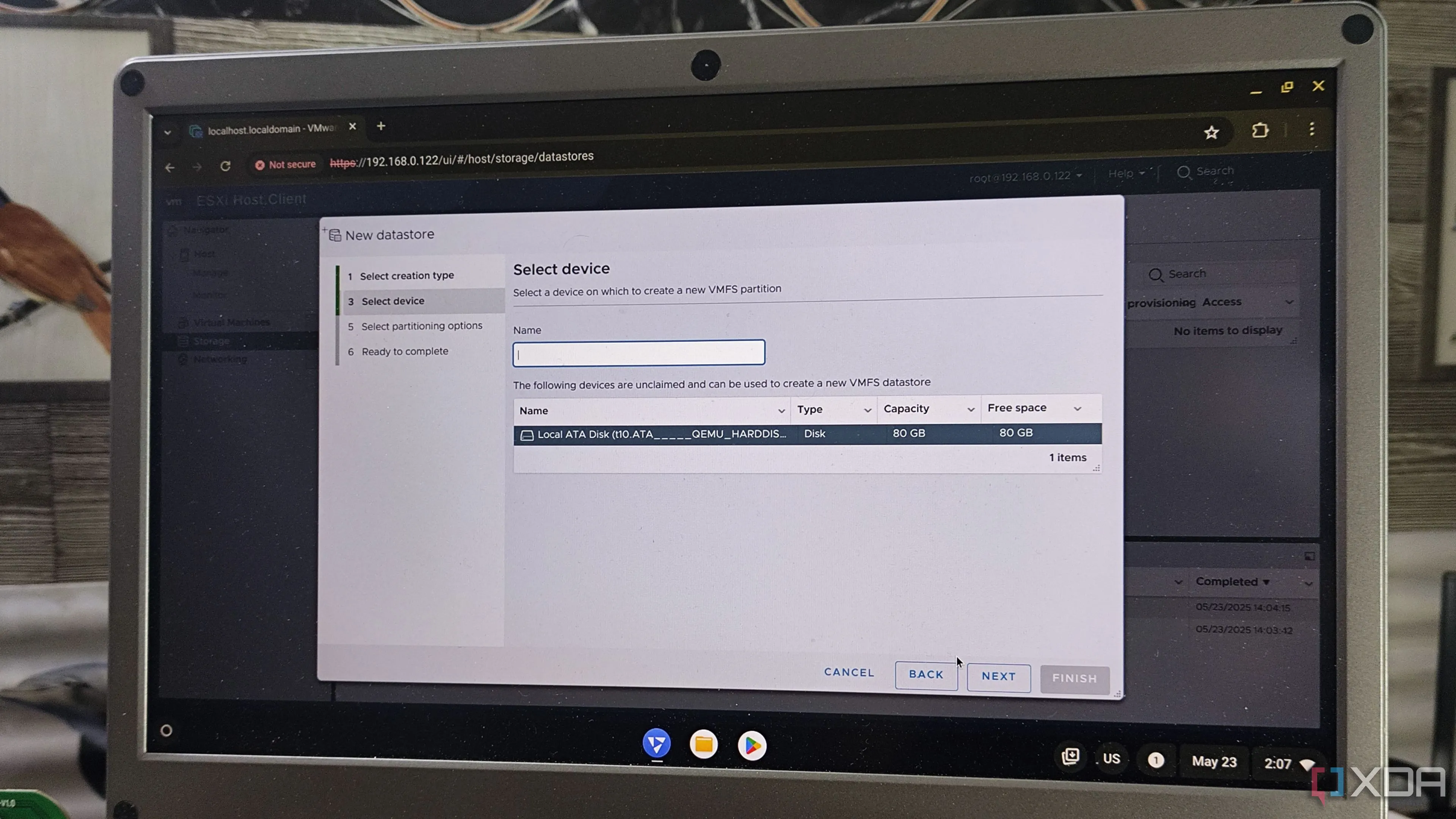 Tùy chọn thêm Datacenter trong giao diện quản lý ESXi