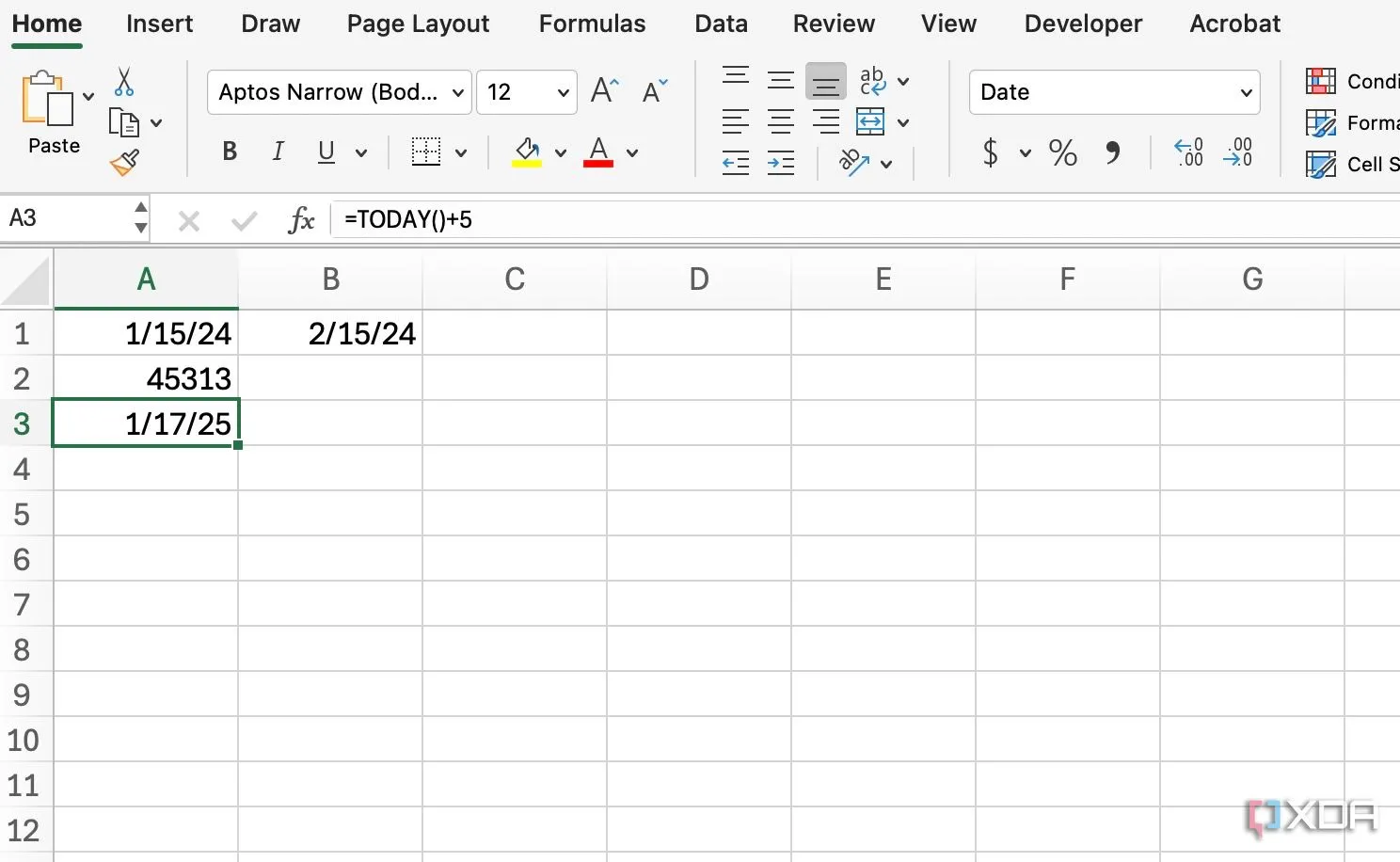 Ví dụ minh họa cách sử dụng hàm TODAY trong Excel để cập nhật ngày hiện tại