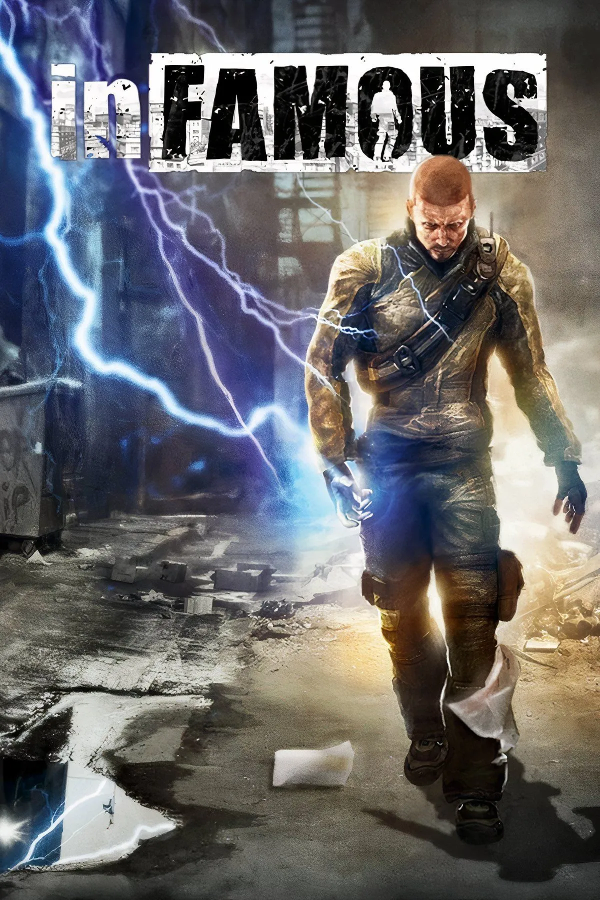 Ảnh bìa game Infamous với nhân vật Cole McGrath