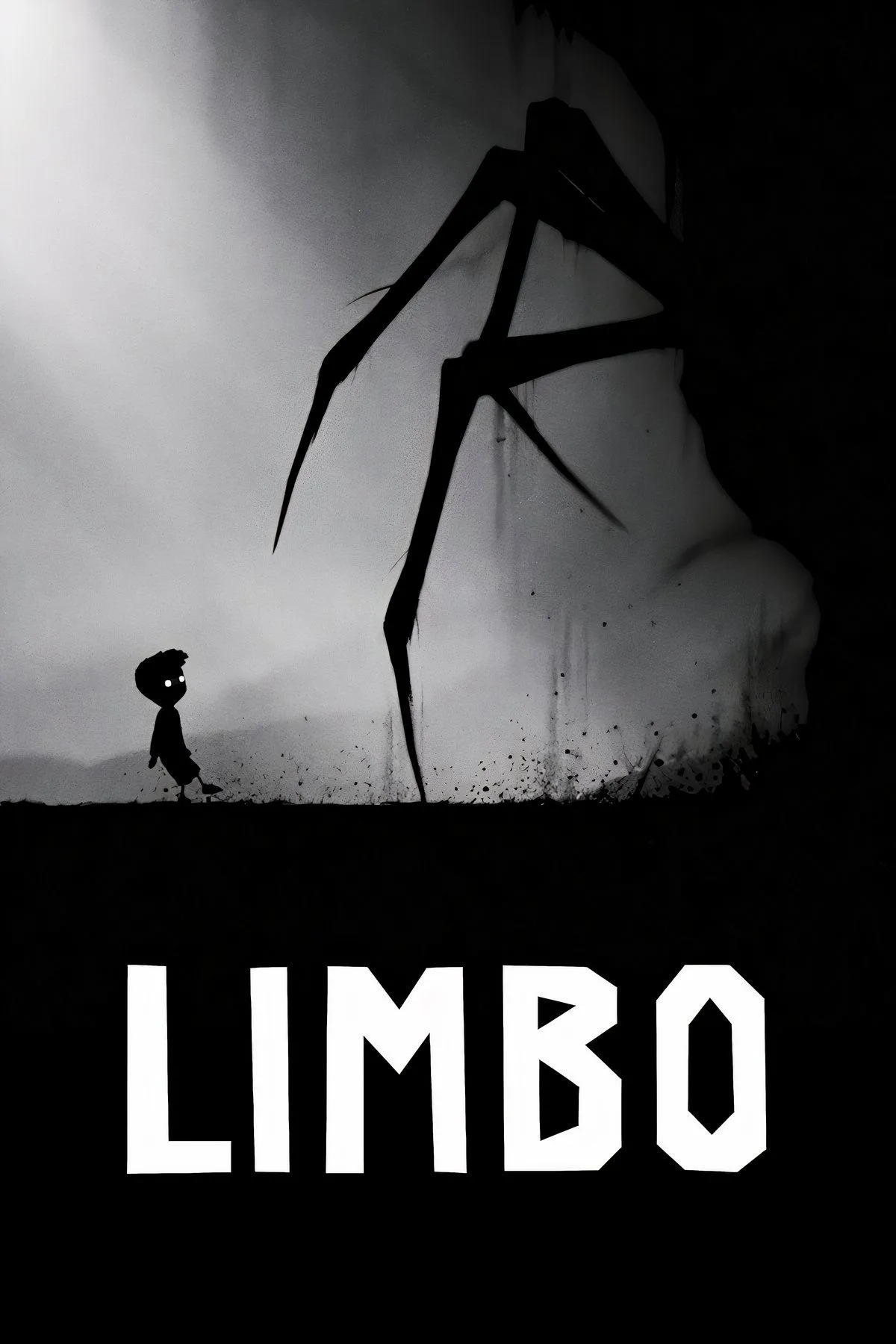 Ảnh bìa game Limbo với tông màu đen trắng đặc trưng và không khí rùng rợn.