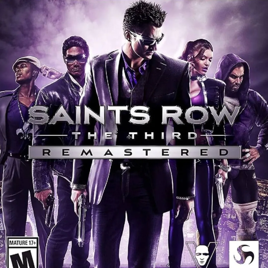 Ảnh bìa game Saints Row: The Third Remastered, thể hiện sự hỗn loạn và độc đáo của tựa game thế giới mở.