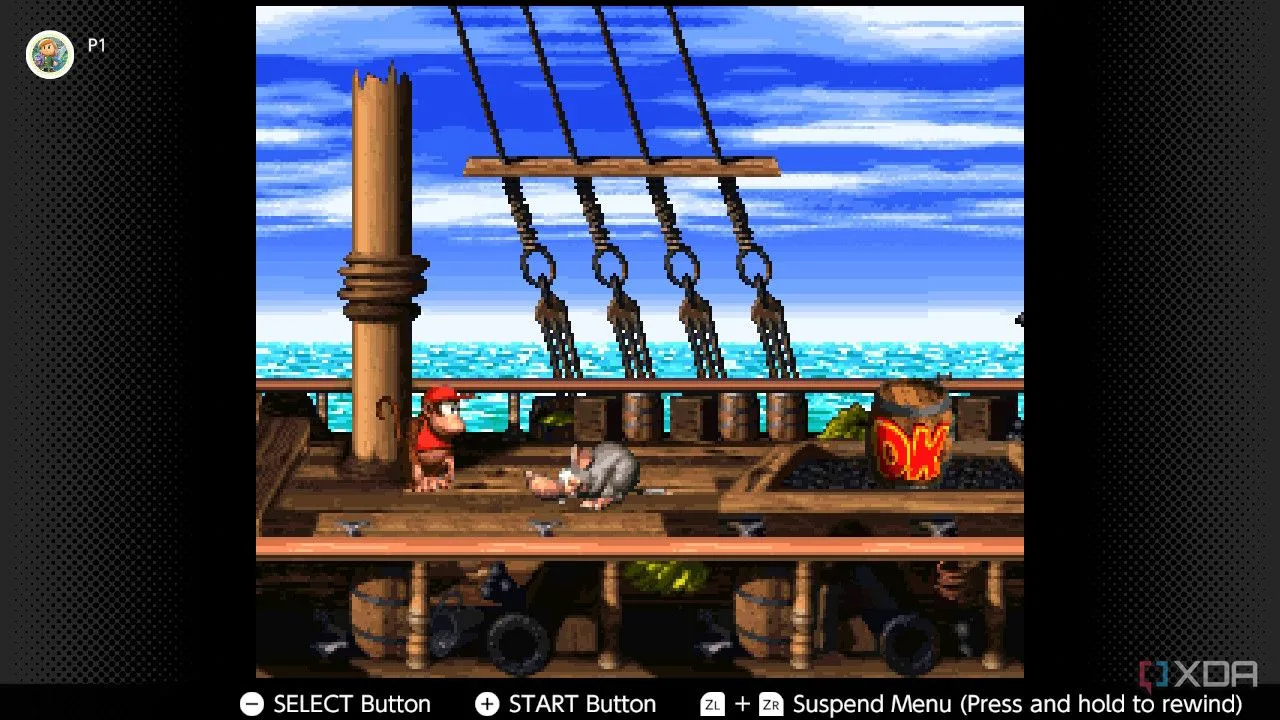 Ảnh chụp màn hình Donkey Kong Country 2: Diddy's Kong Quest trên dịch vụ Nintendo Switch Online, game platformer SNES huyền thoại