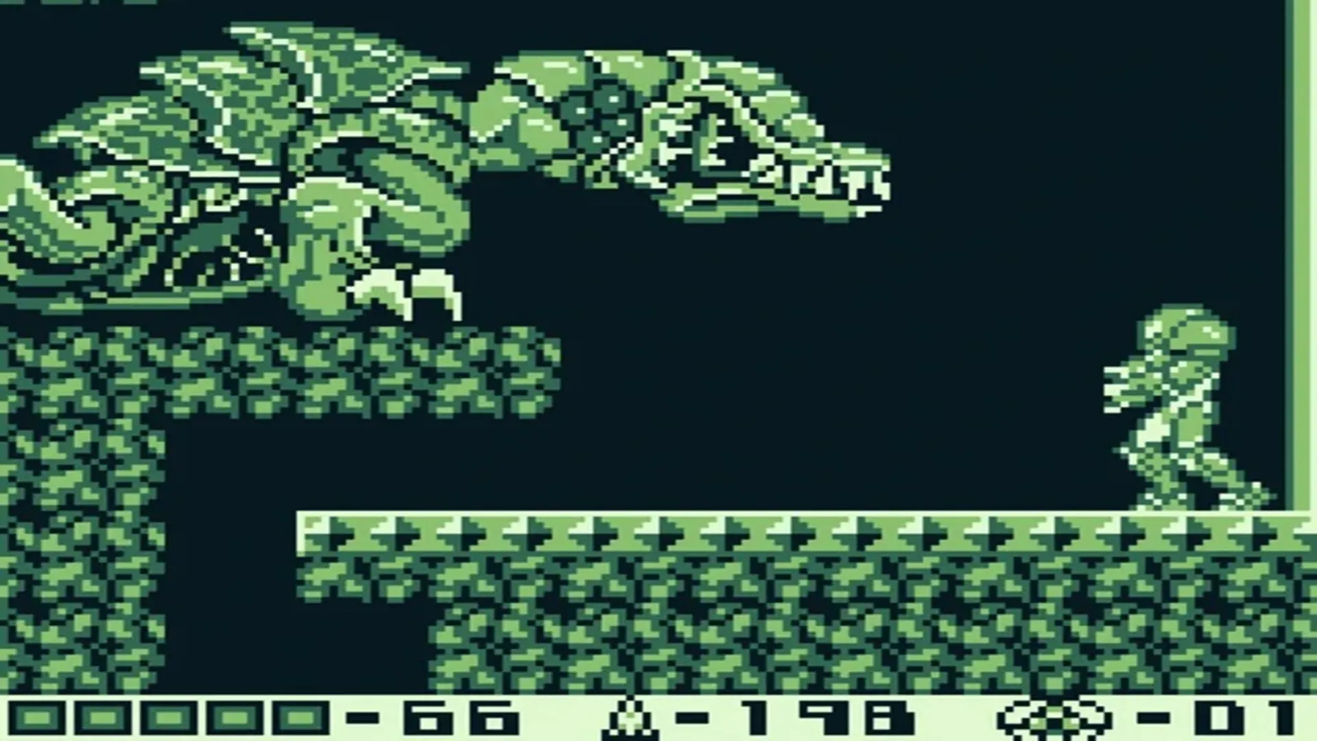 Ảnh chụp màn hình gameplay từ Metroid II: The Return of Samus