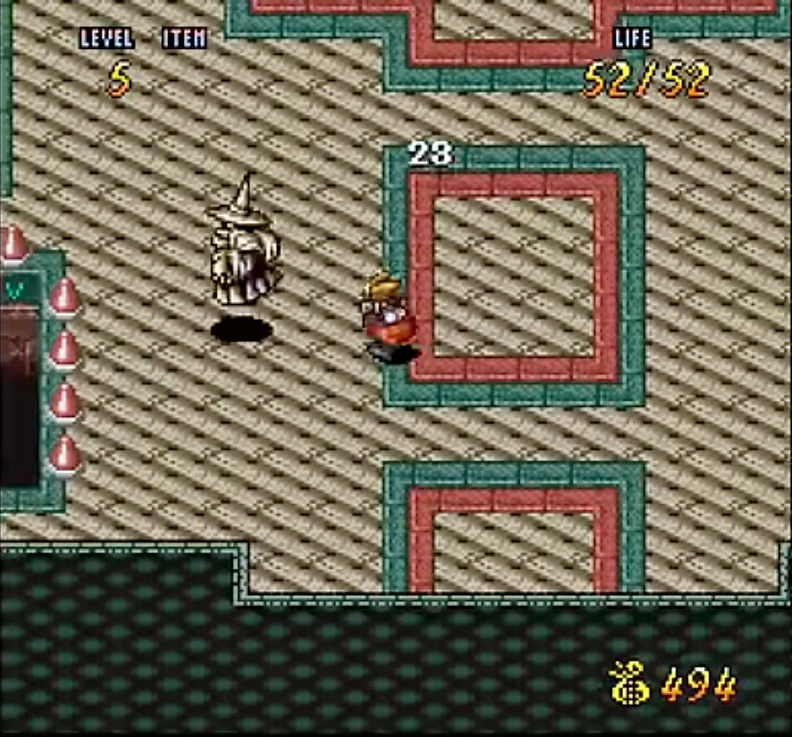 Ảnh chụp màn hình Terranigma trên SNES, một game nhập vai hành động JRPG với cốt truyện sâu sắc và đồ họa pixel art