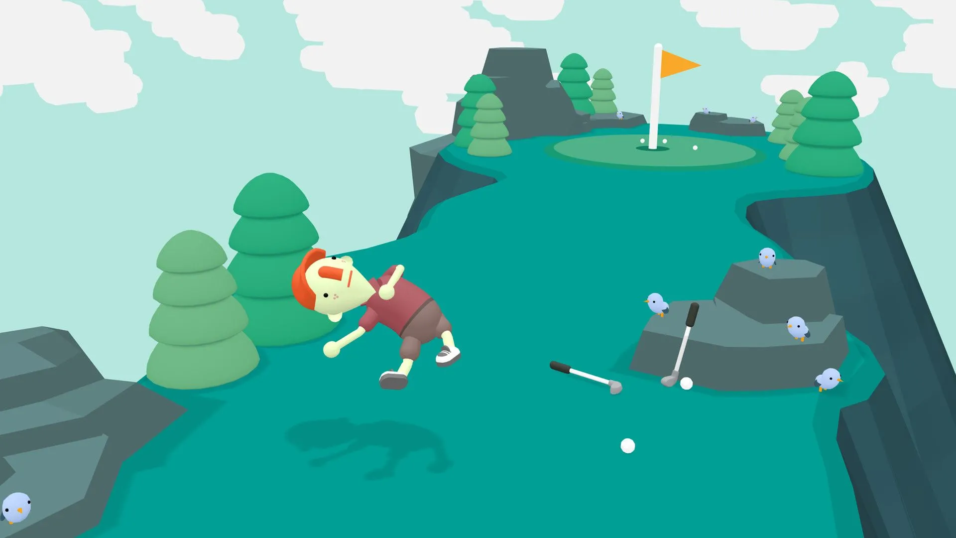 Ảnh gameplay độc đáo của What the Golf, tựa game golf hài hước phá vỡ mọi quy tắc