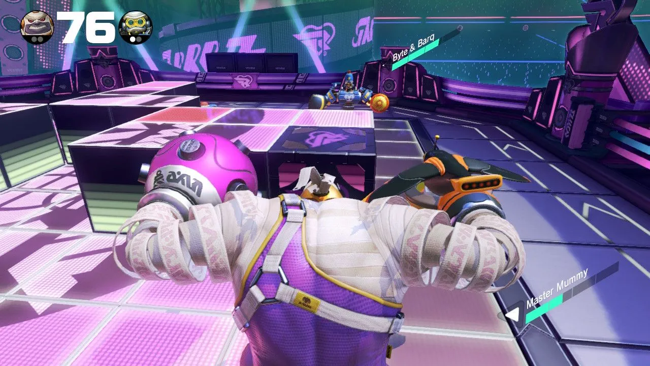 ARMS Nintendo Switch: Hai nhân vật đang chiến đấu với cánh tay co giãn