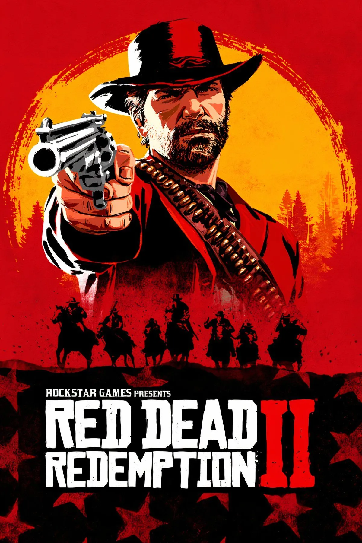 Arthur Morgan cùng các thành viên băng đảng Van der Linde trên lưng ngựa trong thế giới miền Tây hoang dã của Red Dead Redemption 2