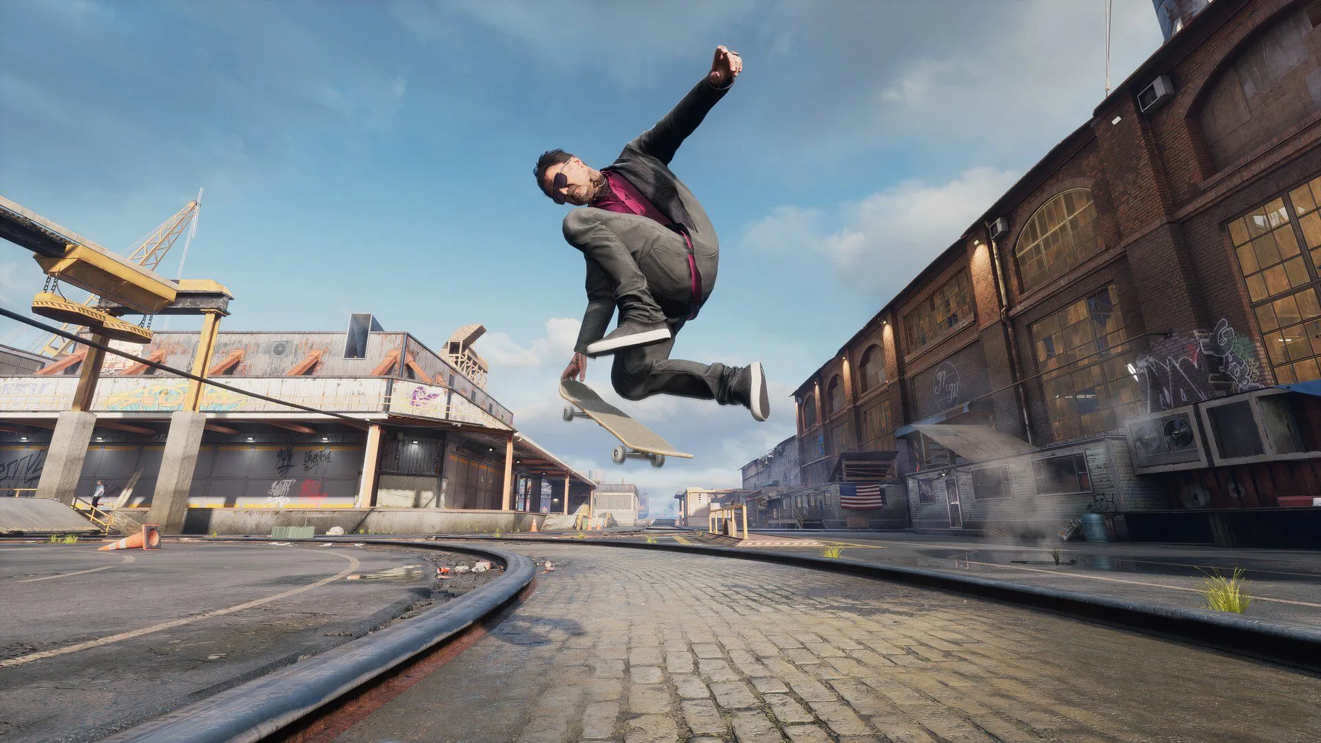 Bam Margera thực hiện cú trick ấn tượng trong Tony Hawk's Pro Skater 3 + 4, thể hiện kỹ năng trượt ván.