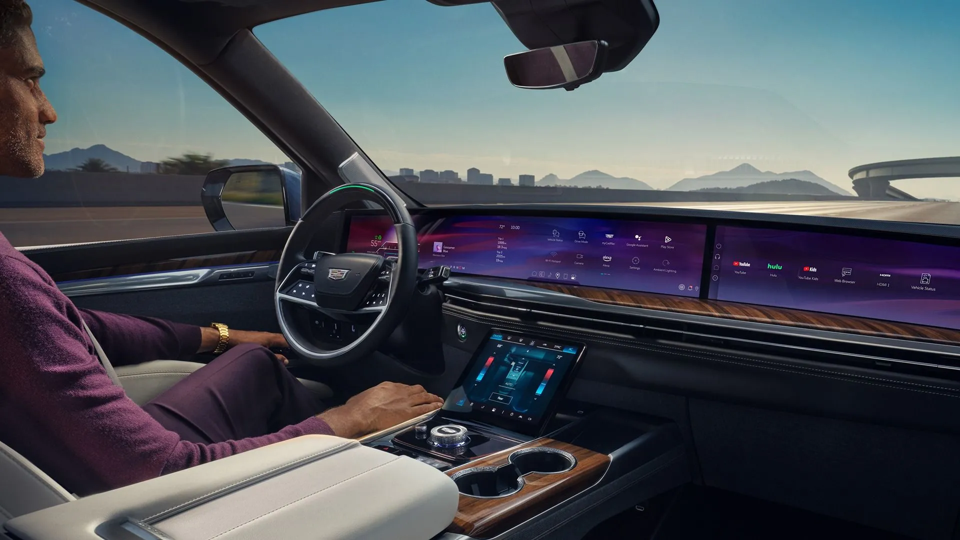 Bảng điều khiển Cadillac Escalade 2025 với màn hình OLED 55 inch ấn tượng