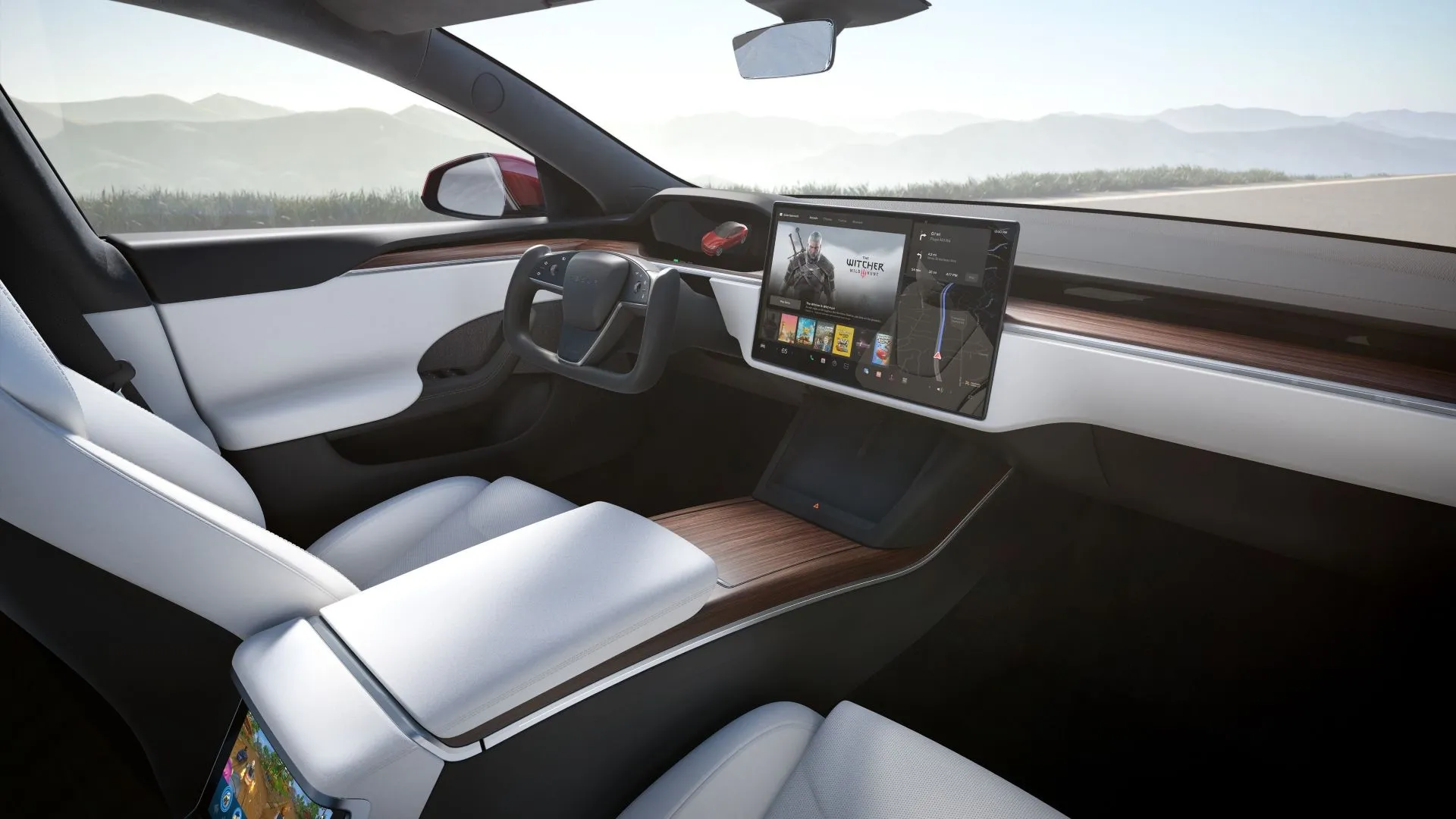 Bảng điều khiển Tesla Model S 2025 với màn hình cảm ứng trung tâm lớn