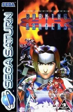 Bìa đĩa game Burning Rangers cho hệ máy Sega Saturn với hình ảnh nhân vật chính