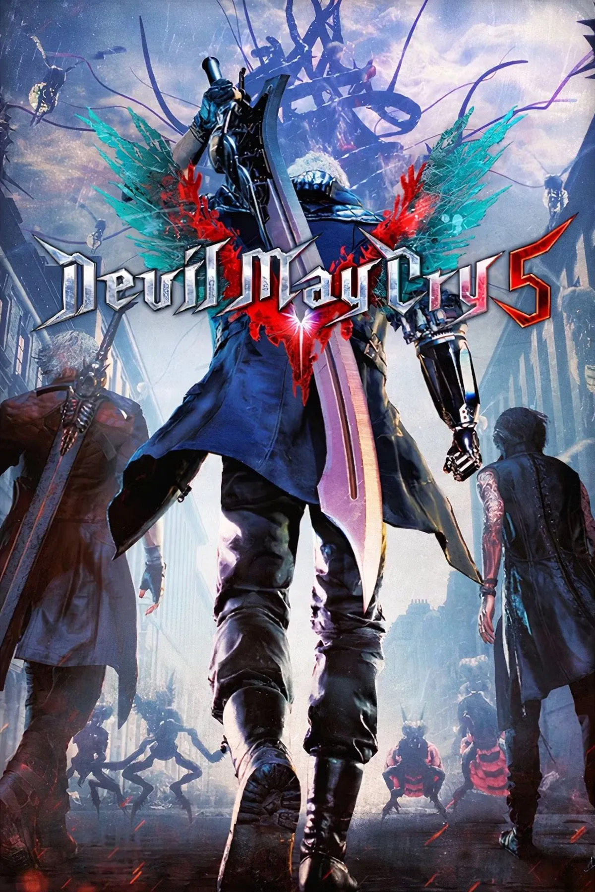 Bìa game Devil May Cry 5 với Dante và Nero, đại diện cho những nhân vật hành động phong cách, tự tin và không cần cốt truyện quá phức tạp.