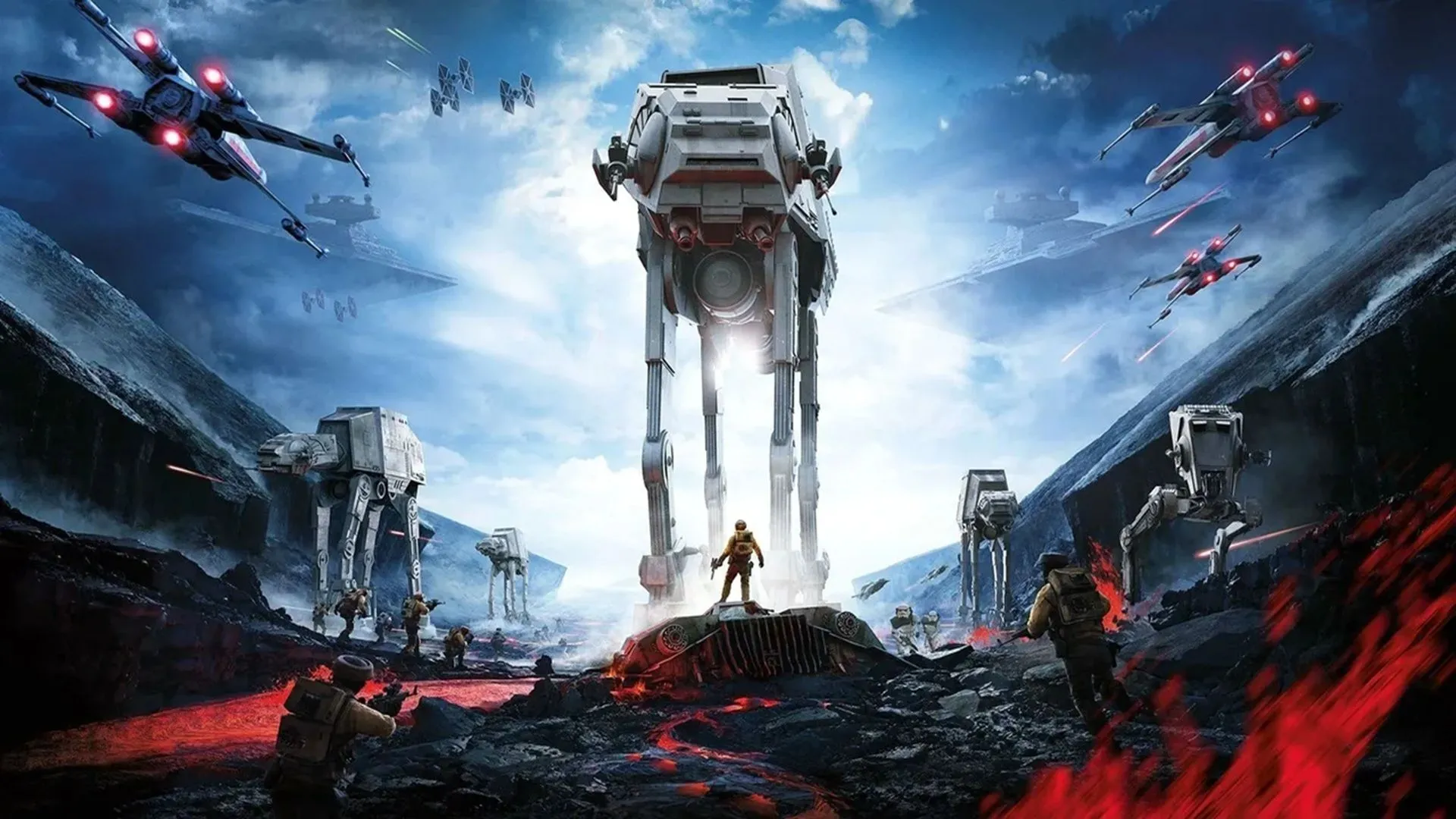 Bìa game EA Star Wars Battlefront (2015) với Stormtrooper trên hành tinh sa mạc, thể hiện đồ họa ấn tượng