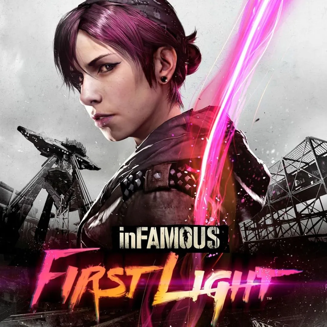 Bìa game Infamous: First Light, tựa game hành động phiêu lưu độc lập ban đầu được phát triển như một DLC cho Infamous: Second Son.
