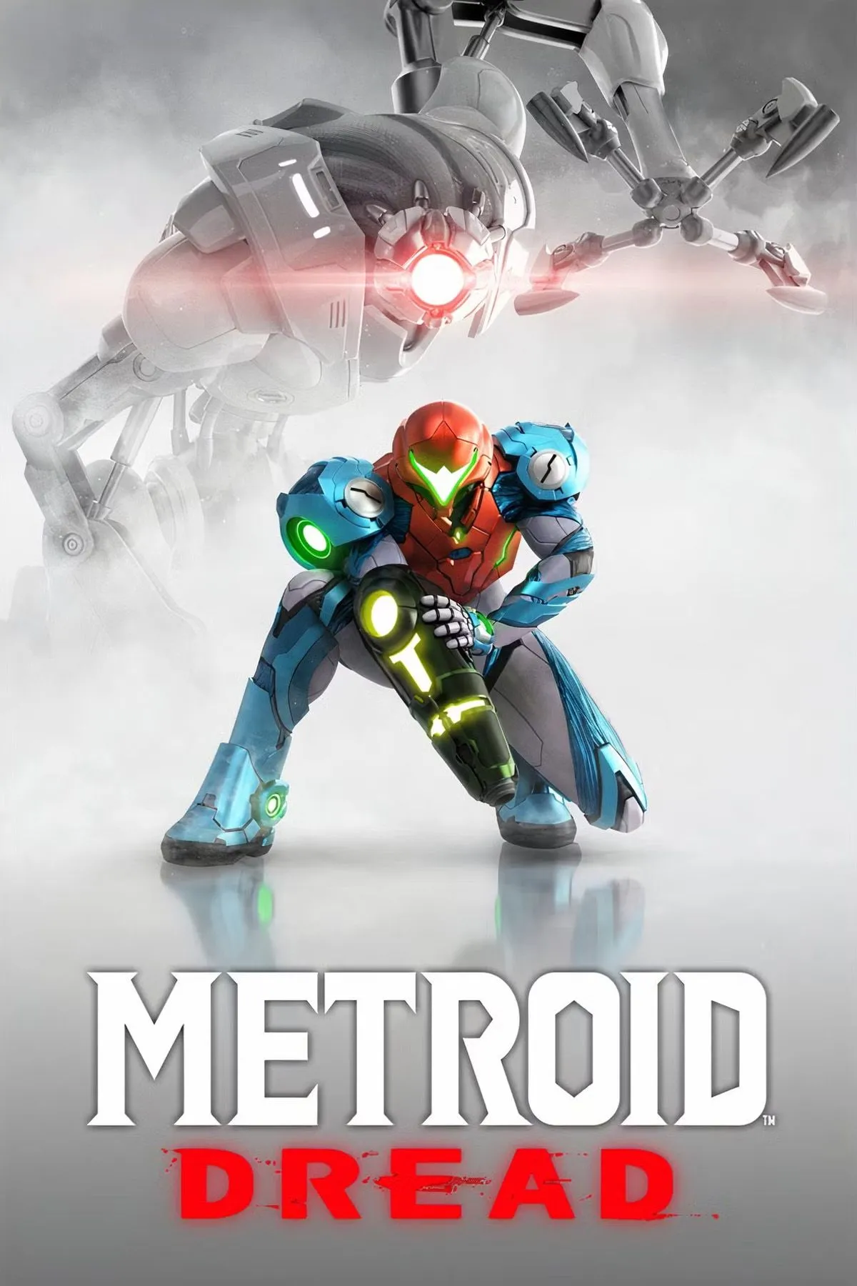Bìa game Metroid Dread với nhân vật Samus Aran mạnh mẽ.