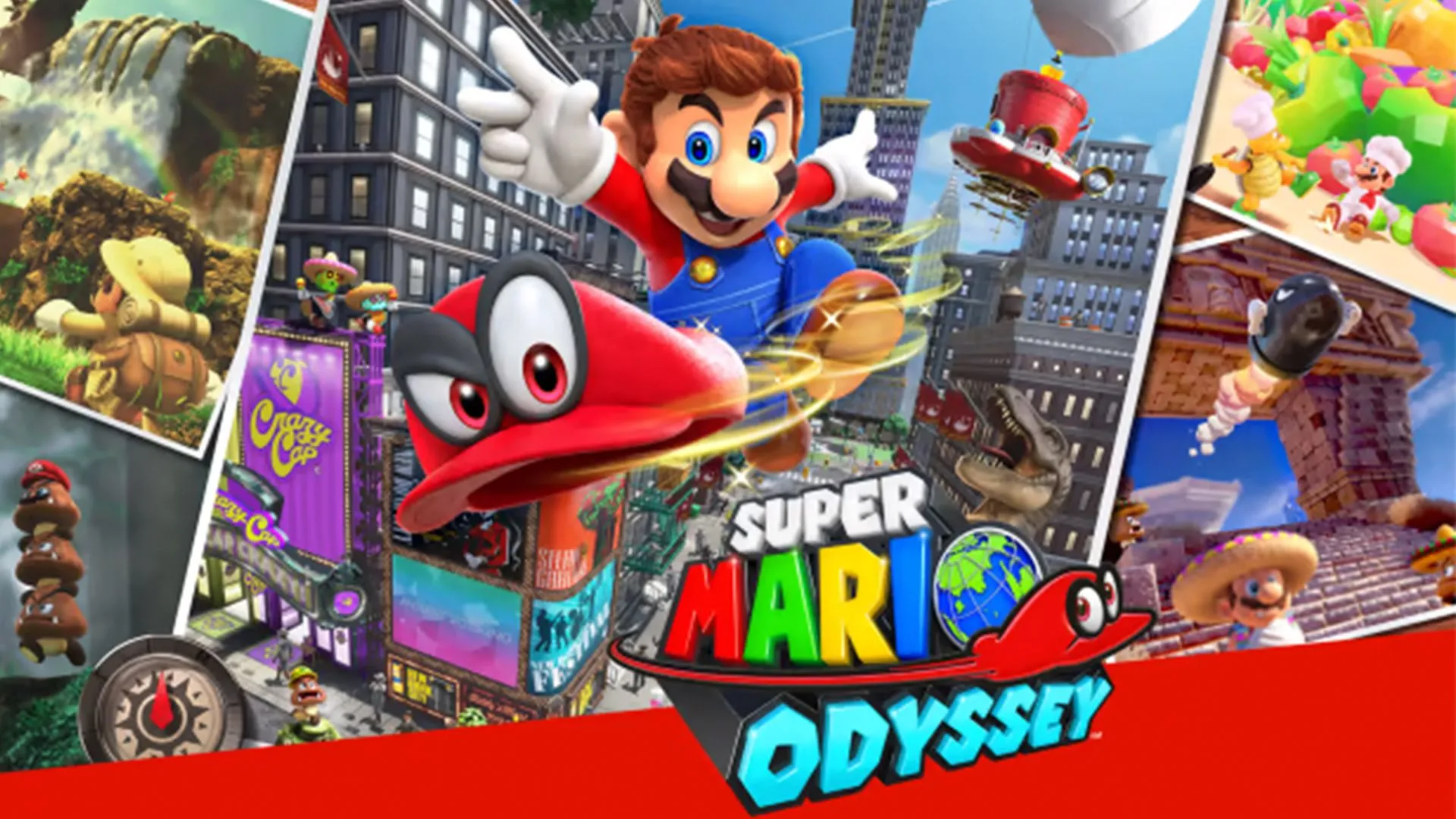 Bìa game phiêu lưu nổi tiếng Super Mario Odyssey trên Nintendo Switch 1, sẽ được tối ưu hóa với Free Updates trên Switch 2.